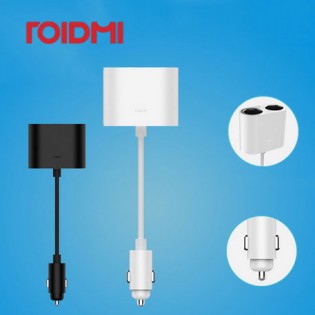 Roidmi 1 to 2 Car Cigarette Lighter Charger Adapter White